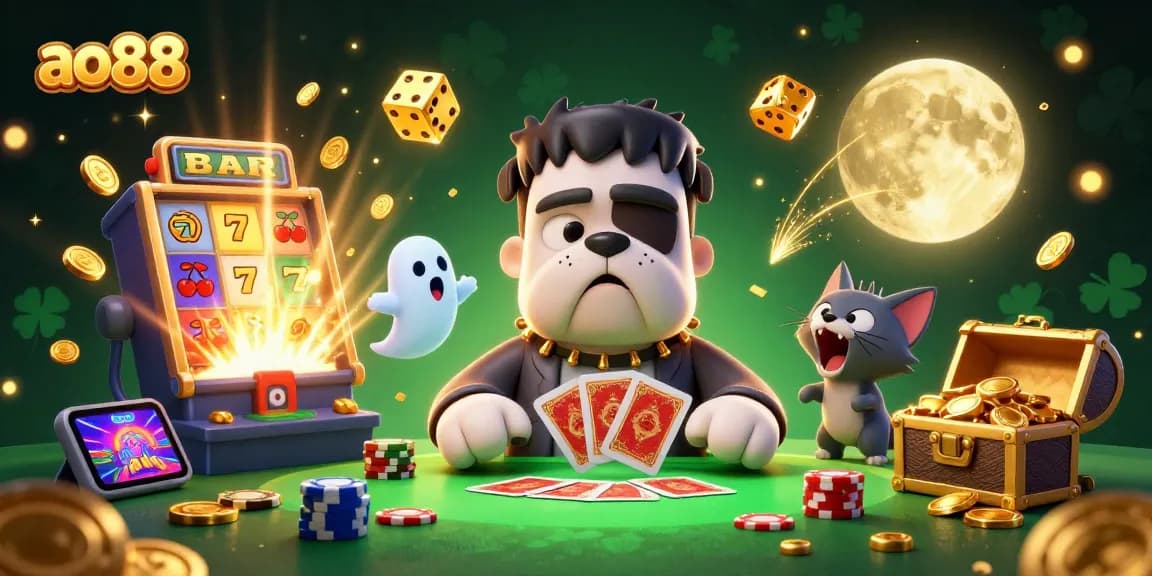 Experience thrilling gameplay at ao88 with our vibrantly designed 3D digital casino scene filled with excitement.
