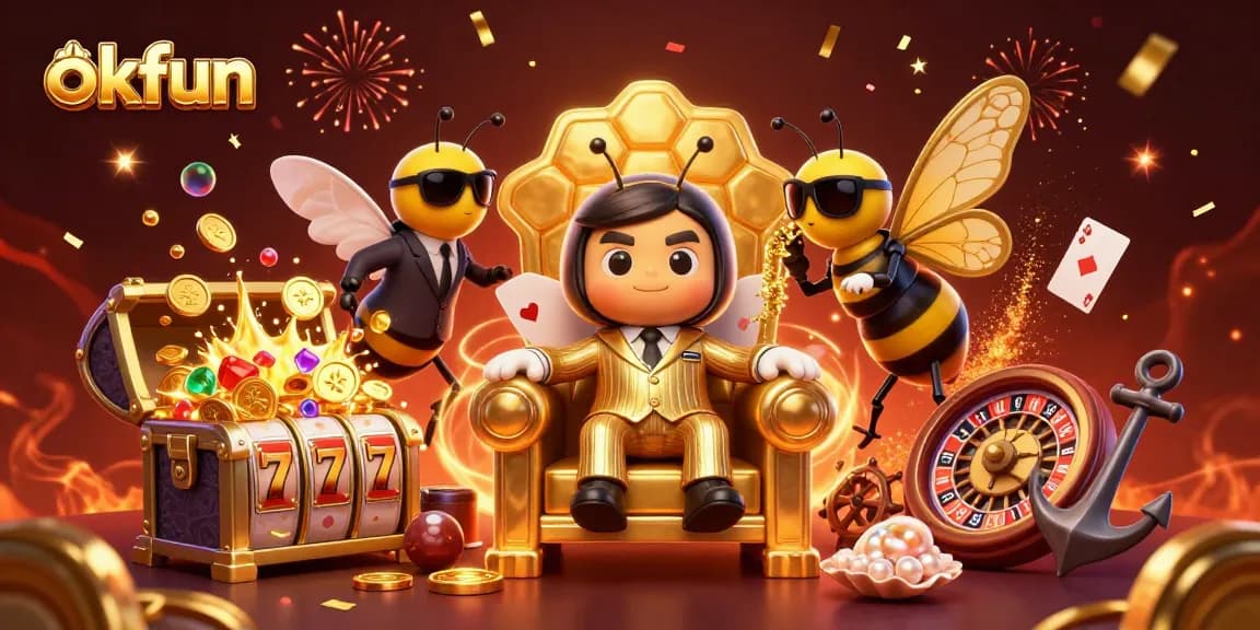Explore the thrilling games of okfun with vibrant slot reels and immersive casino elements.