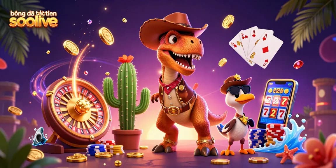 Experience bóng đá trực tuyến socolive with thrilling gameplay as coins and cards fly in a vibrant digital scene.