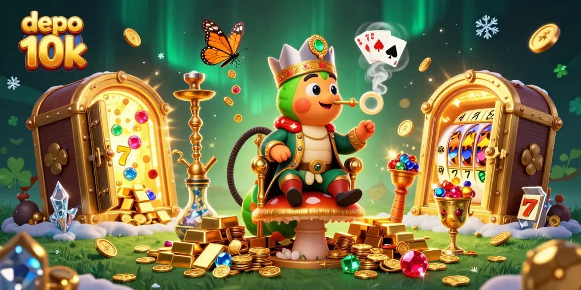 Win big with depo 10k at exciting 3D casino with vibrant symbols and golden treasures.