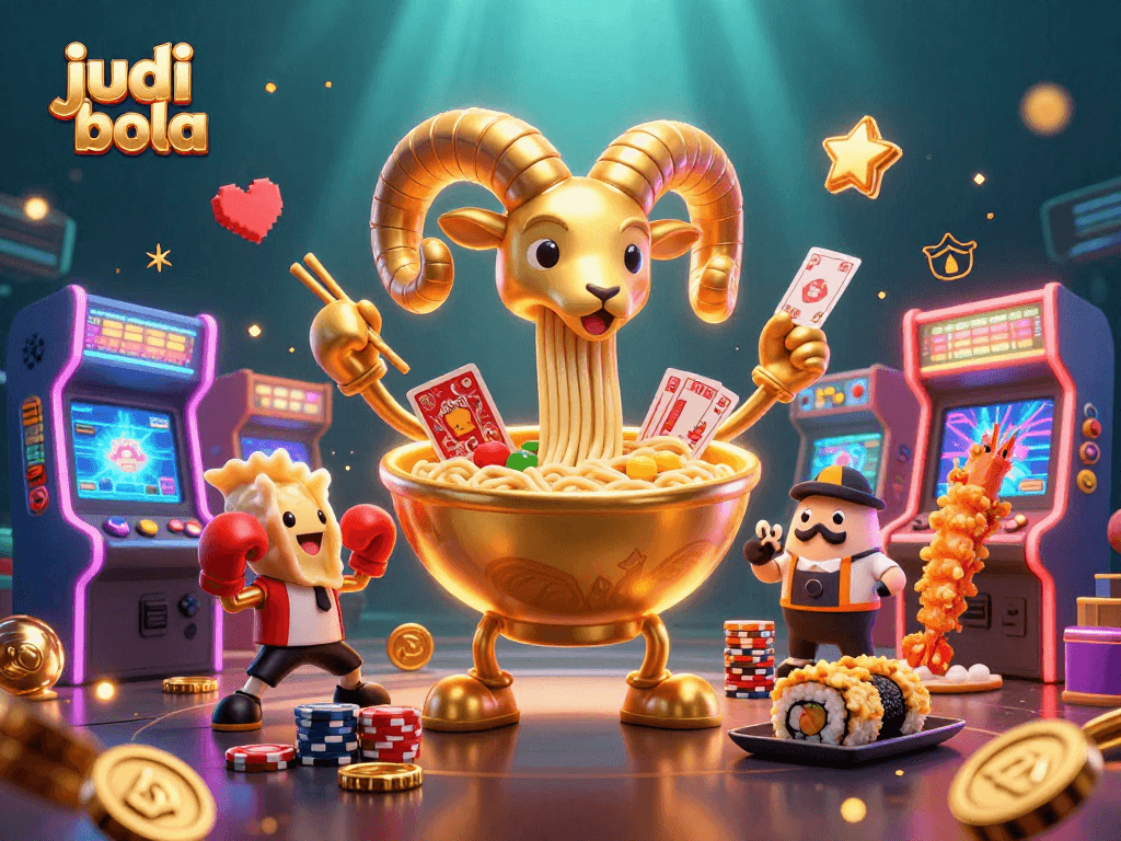 Experience judi bola action with playful characters in a vibrant casino setting.