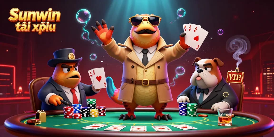 Engage in the thrilling Sunwin tài xỉu scene with animated raptors entering a VIP casino lounge.