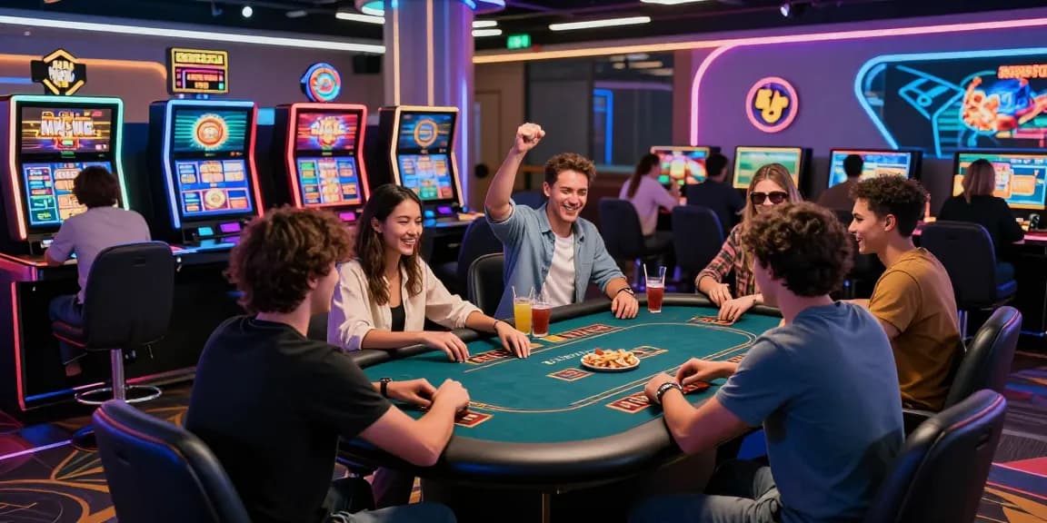 Engaging group playing Link Slot Gacor Kartupoker in a dynamic online casino.