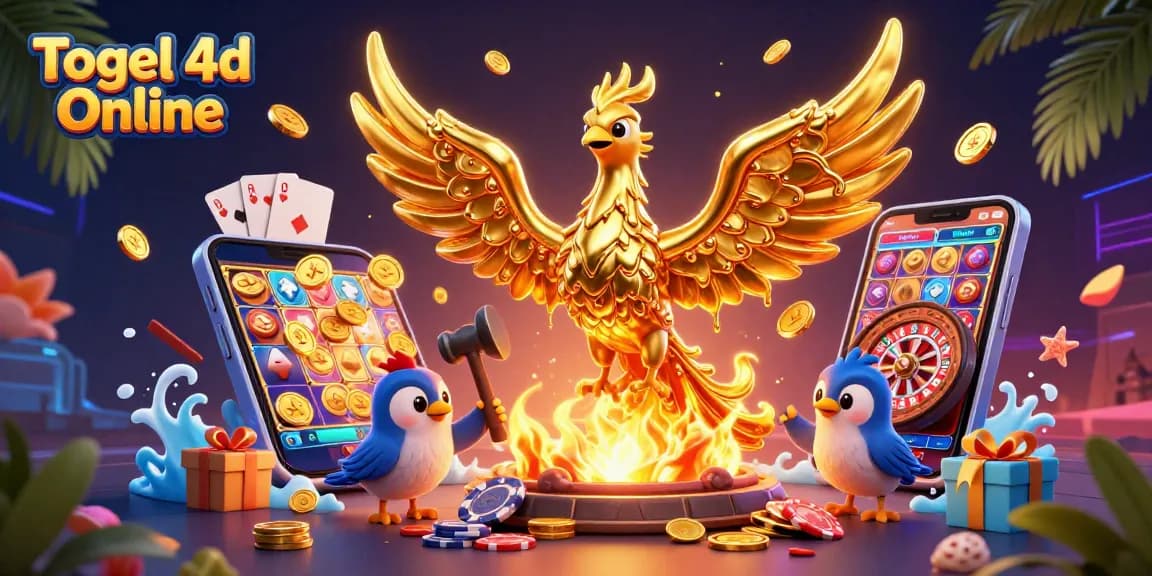 Experience Togel 4d Online with a vibrant casino scene featuring a golden phoenix and dynamic game elements.