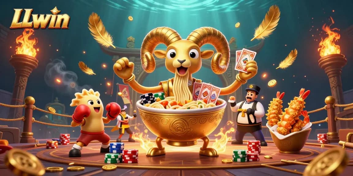 Engage with LLwin's thrilling casino experience featuring an animated scene of colorful characters in a vibrant setting.