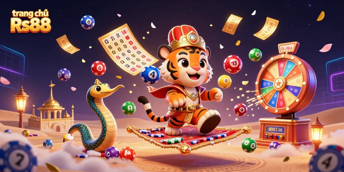 Engage with exciting games on trang chủ Rs88 featuring colorful lottery balls and a vibrant jungle casino theme.