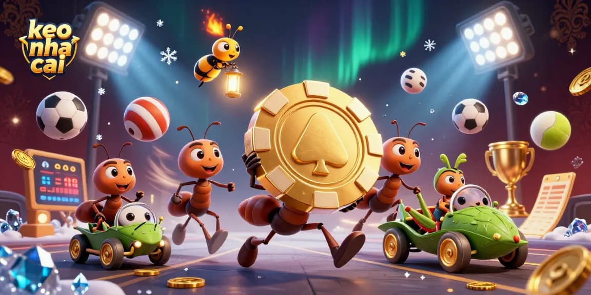 Engage with keo nha cai as ant thieves orchestrate a heist featuring their golden poker chip.