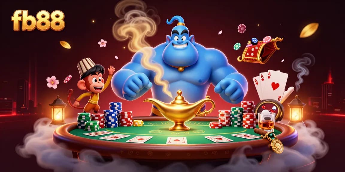 Experience thrilling gaming at fb88 with colorful poker chips and engaging characters in a vibrant casino scene.