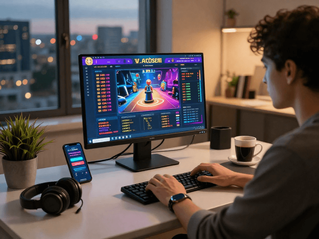 Experience online gaming excitement with http://oxbet-app.com in a modern home office setup.