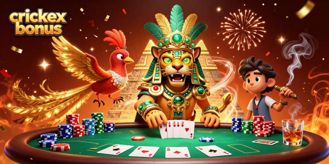 Experience the excitement of crickex bonus with vibrant casino-themed 3D illustration.