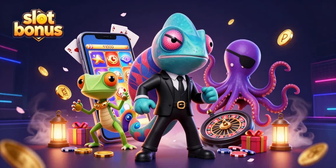 Engage with the exhilarating slot bonus experience featuring a dynamic casino scene with vibrant characters and elements.