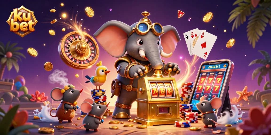 Experience thrilling gaming at ku bet with a lively casino scene featuring steampunk characters and dynamic visuals.