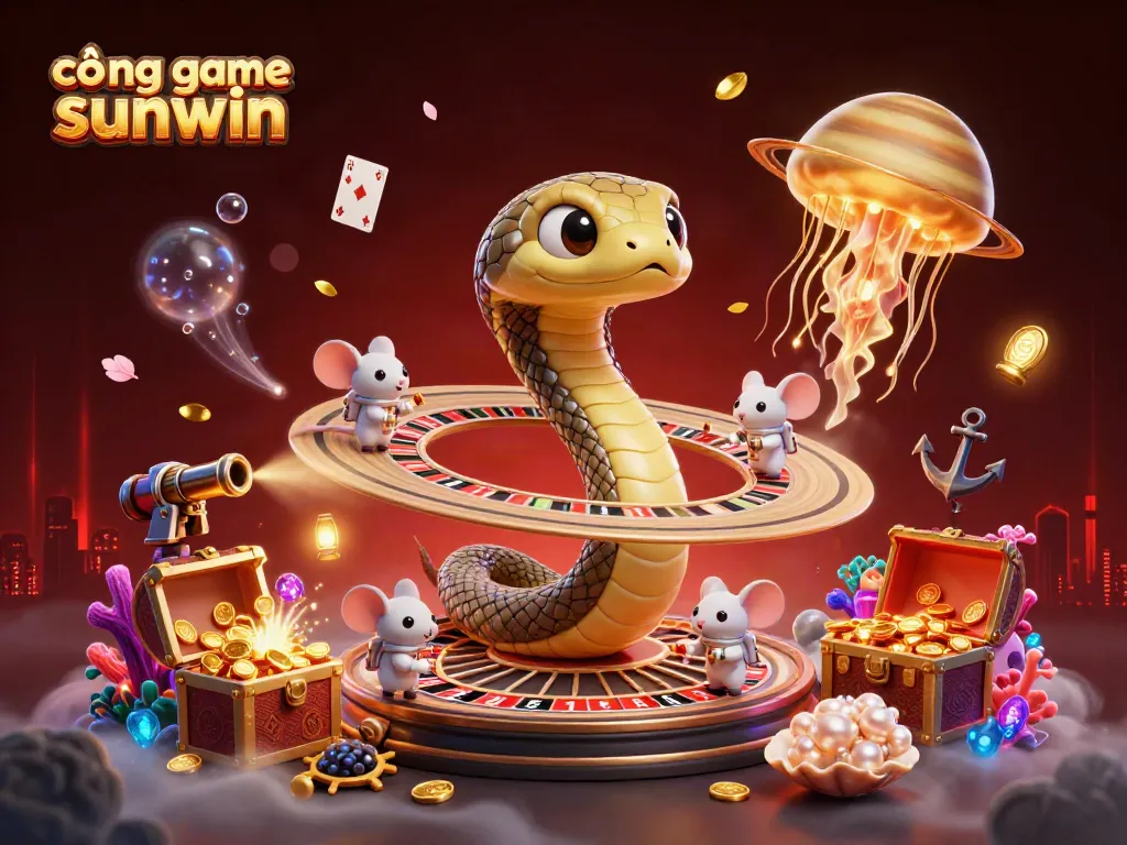 Experience the thrilling world of cổng game sunwin with dynamic characters engaging in playful bets amidst a vibrant cosmic setting.