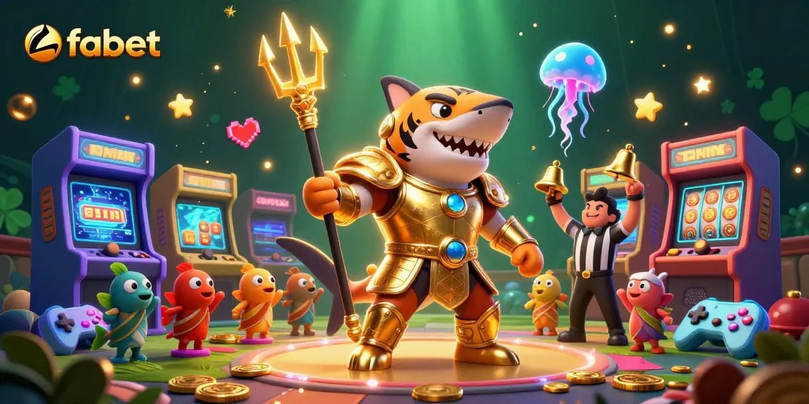 Capture the thrill of fabet with a golden shark gladiator in an action-packed underwater arcade.