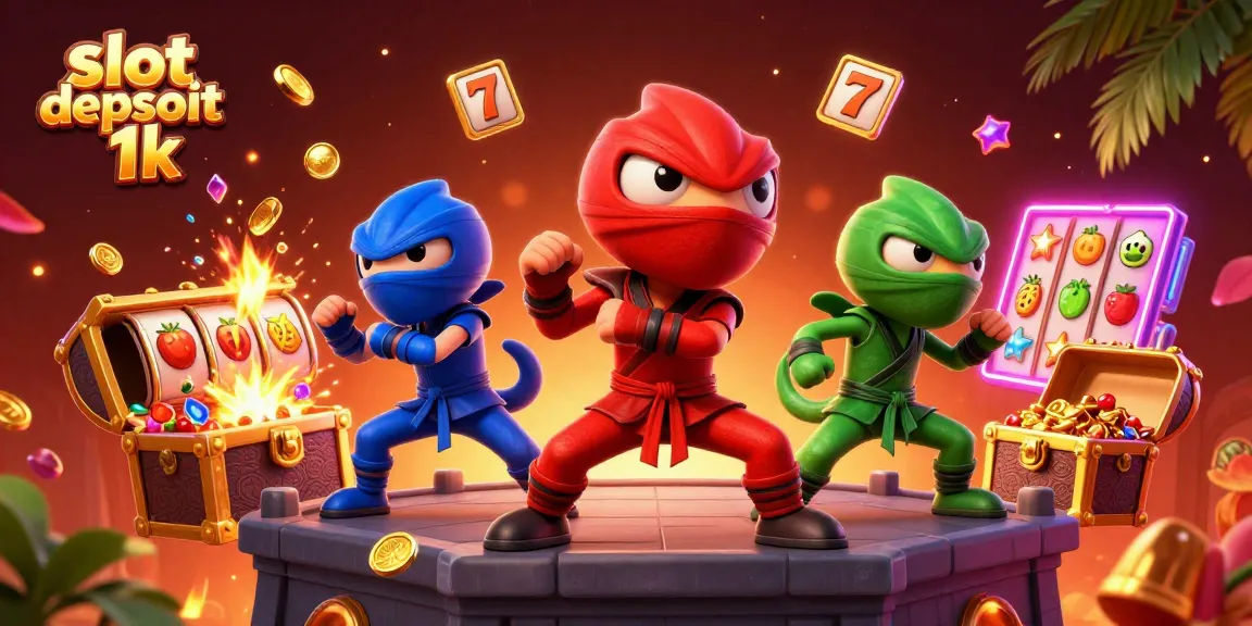 Engage with the vibrant world of slot depsoit 1k featuring a ninja chameleon team amidst lively casino elements.