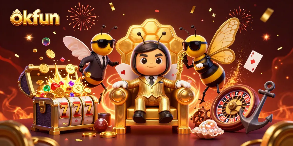 Explore the thrilling games of okfun with vibrant slot reels and immersive casino elements.