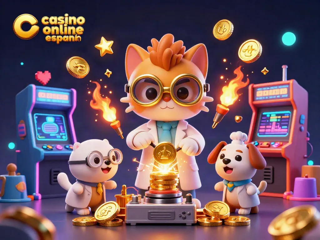 Disfruta de giros emocionantes en casino online español con una divertida ilustración 3D.
