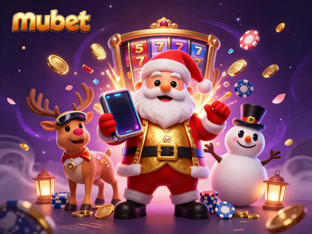 Experience thrilling wins at mubet with Santa and friends in a dazzling casino scene.