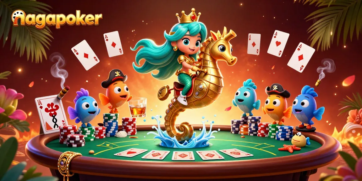 Engage with nagapoker as the mermaid princess navigates a vibrant underwater poker game.