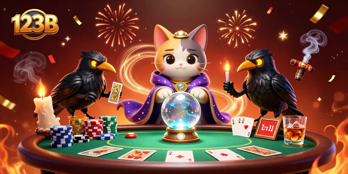 Experience thrilling gameplay at 123B with a mystical scene featuring fortune teller elements and poker excitement.