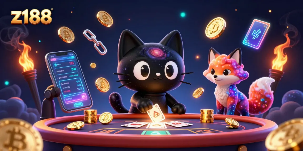 Experience the thrilling world of z188 with a cosmic casino scene featuring a black hole cat and colorful Nebula fox.