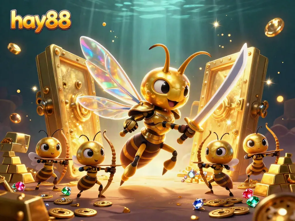 Experience thrilling adventures with hay88, as cartoon characters navigate a vibrant casino world brimming with treasures and excitement.