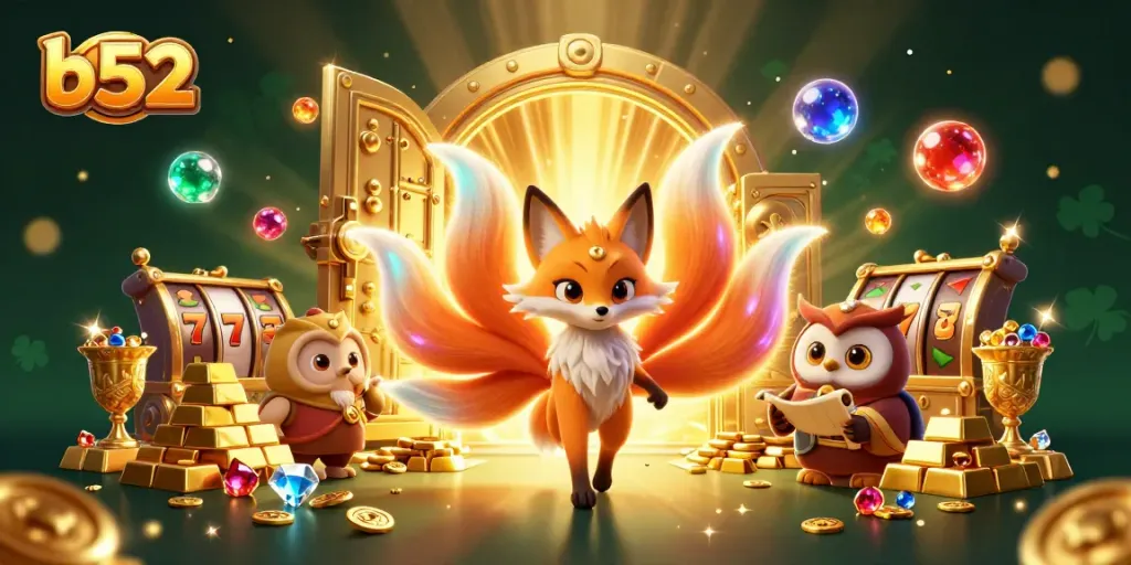 Engage with the magical b52 casino experience featuring vibrant characters, gold treasures, and slot themes.