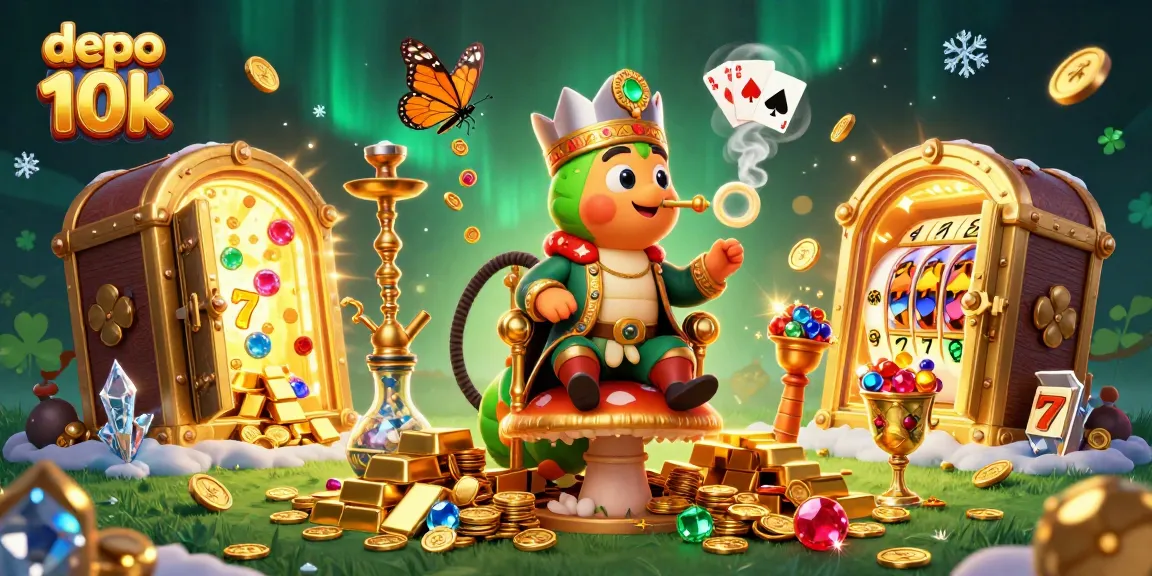 Win big with depo 10k at exciting 3D casino with vibrant symbols and golden treasures.