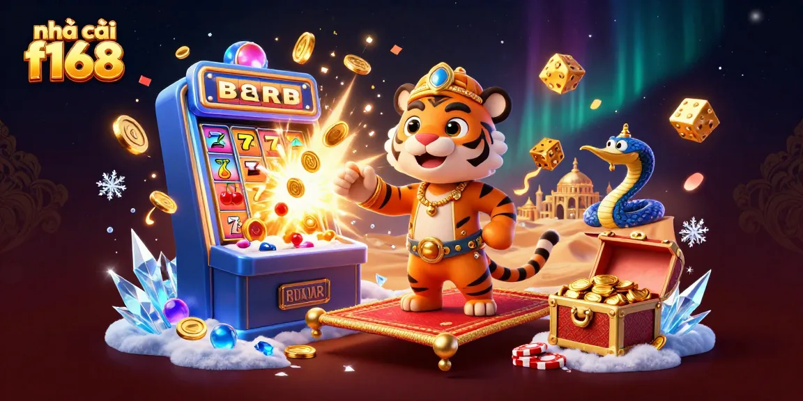 Experience thrilling gaming at nhà cái f168 with vibrant 3D visuals of jackpot excitement and casino fun.