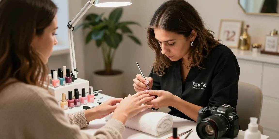 Luxurious manicure service at Paradise Nail Beauty, highlighting pampering experience and vibrant nail colors.