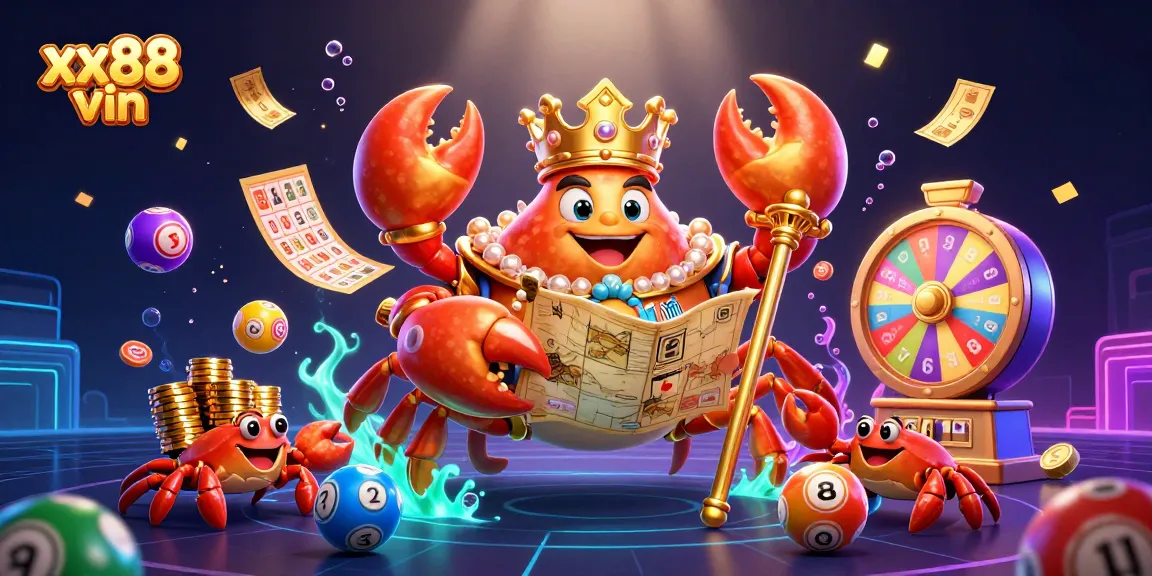 Experience thrilling gameplay at xx88 vin with vibrant lottery balls and entertaining crab characters.