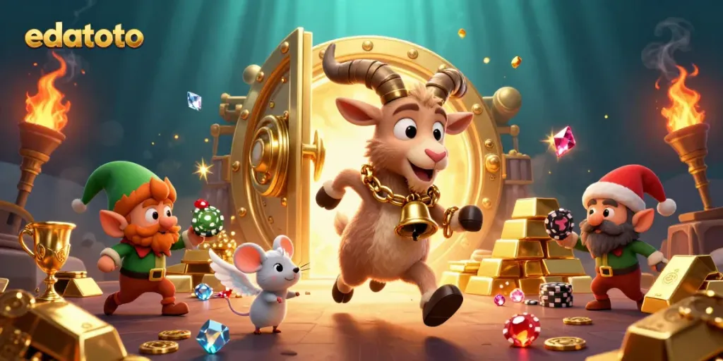 Experience edatoto's thrilling casino scene with Krampus, an angel mouse, and mischievous gremlins.