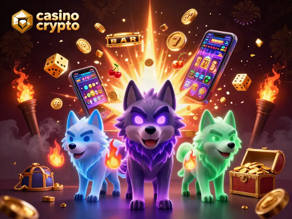Vincere nel casino crypto: simboli di jackpot e avventure in un’illustrazione vivace.