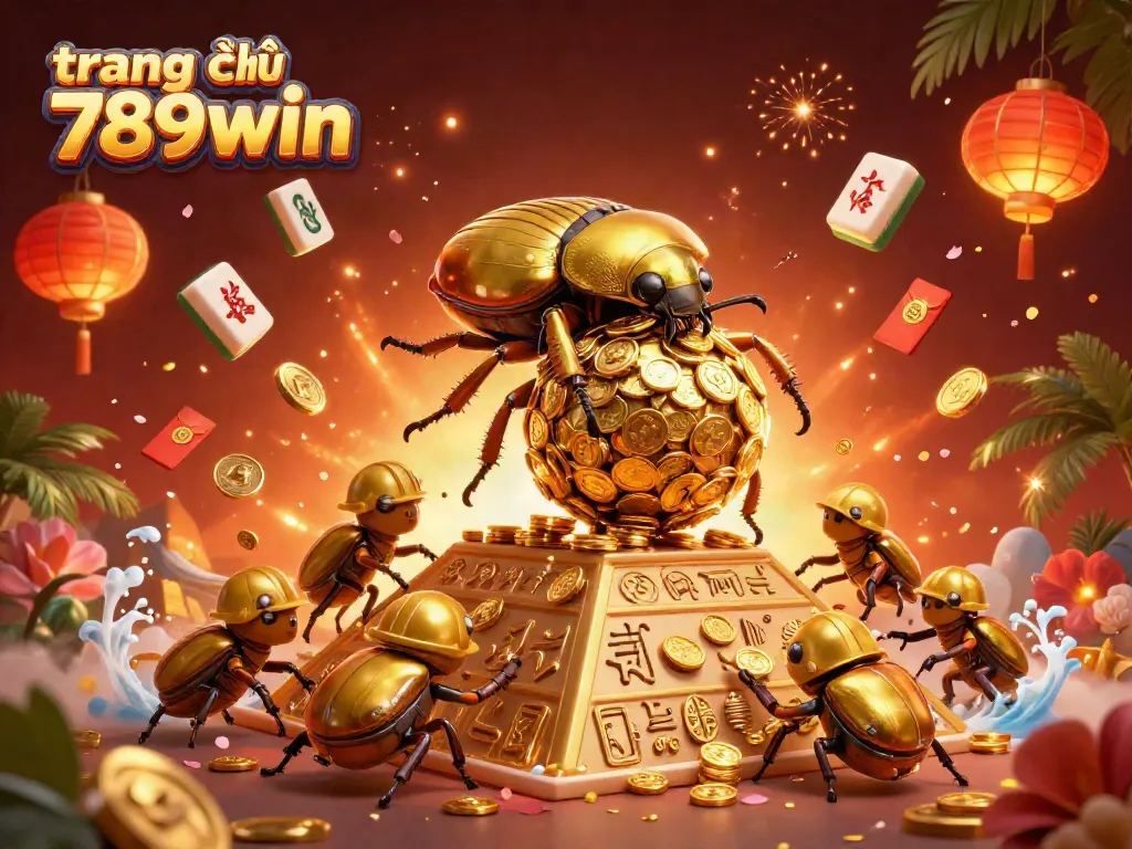 Join the thrilling action on trang chủ 789win with a golden beetle scene representing prosperity in gambling.