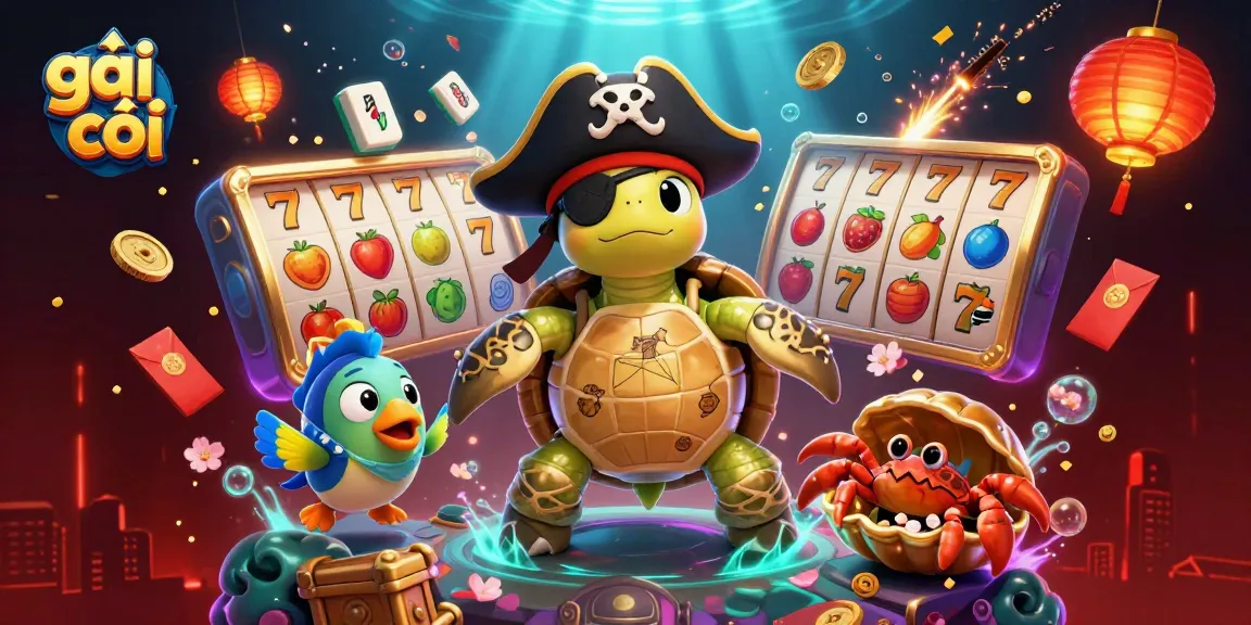 Engage with gái gọi in an exciting casino scene featuring a pirate turtle, crab, and parrotfish.