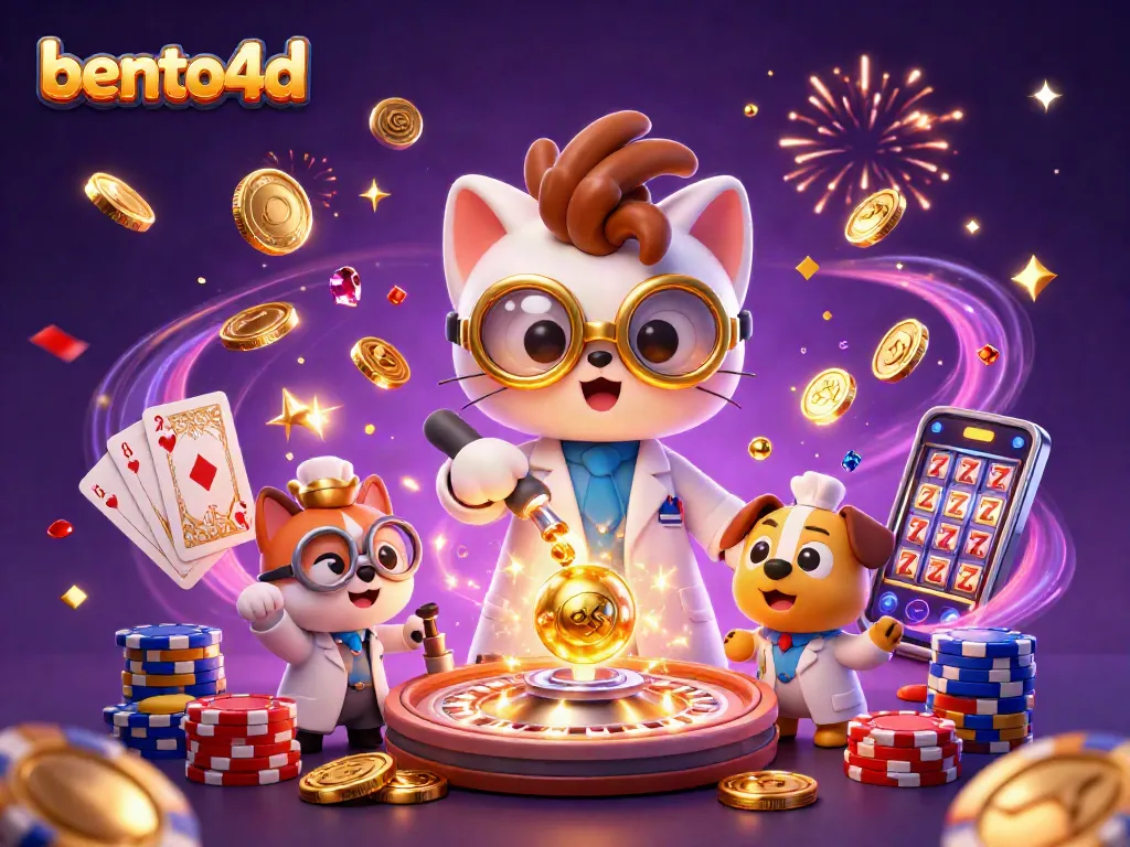 Win big with bento4d in this exciting casino scene filled with golden coins and jackpot excitement.