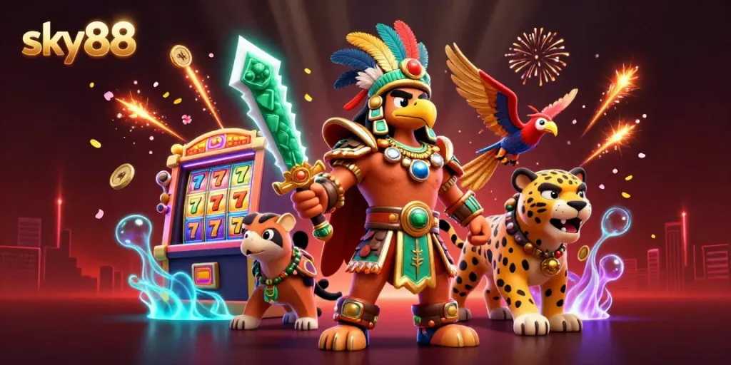 Experience thrilling gameplay at sky88 with vibrant characters and dynamic slot machines.