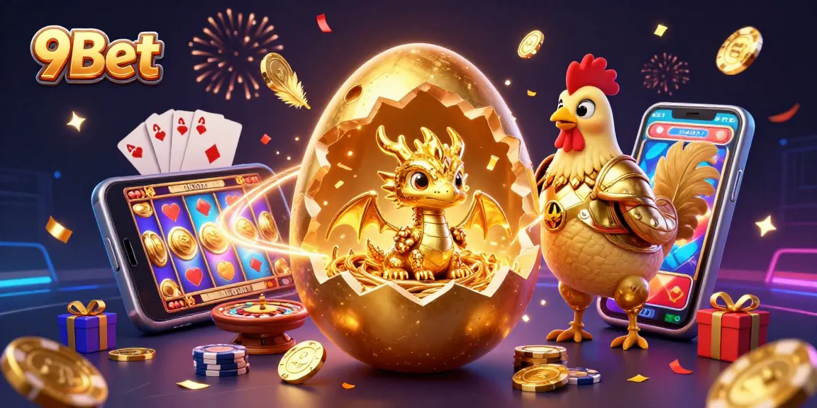 Engage with the 9Bet casino magic featuring a golden dragon and vibrant gameplay elements.
