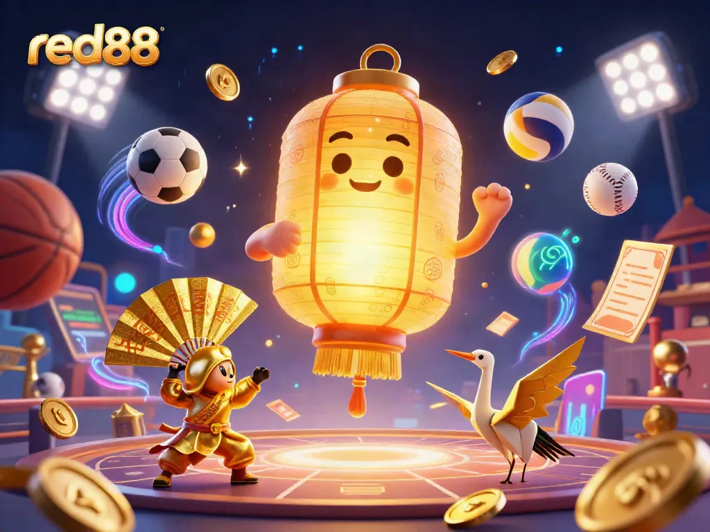 Experience thrilling wins at red88 casino with an enchanting golden lantern spirit and dynamic sports elements.