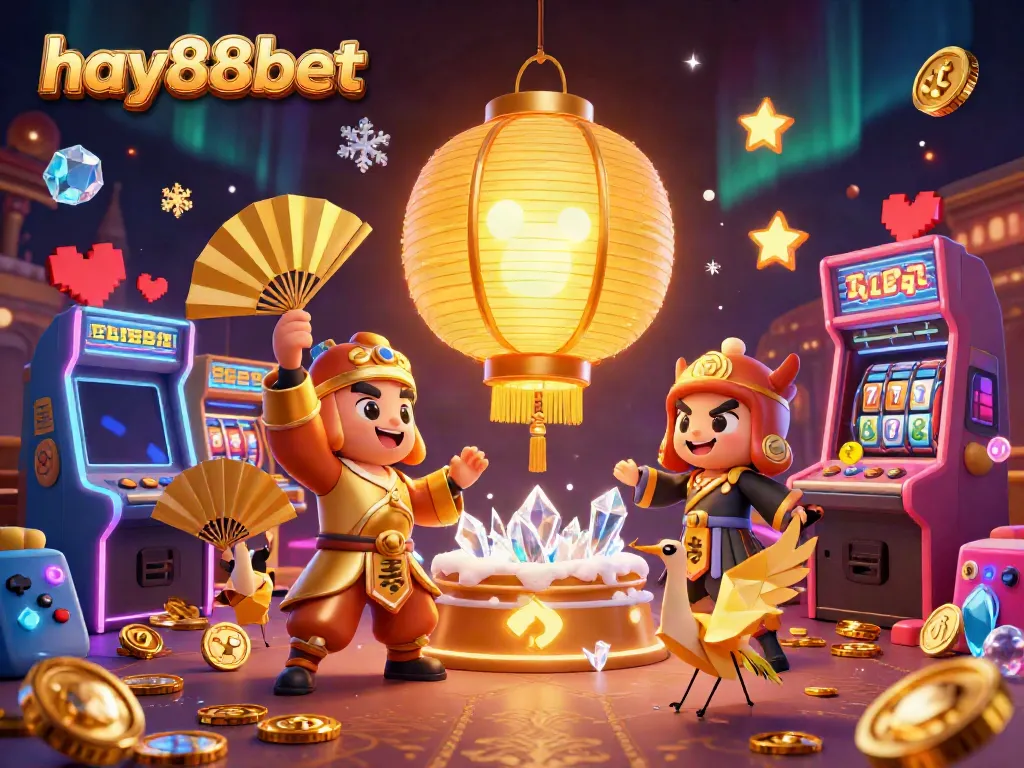 Enthralling scene of lucky symbols and games in the vibrant hay88bet casino atmosphere.