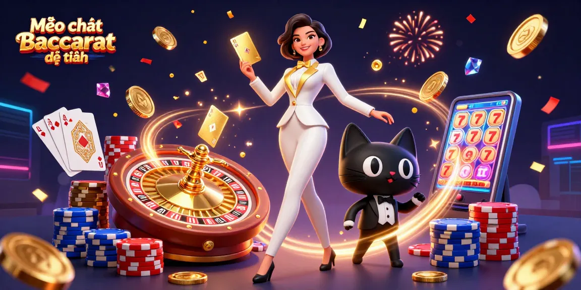 Experience Mẹo chơi Baccarat dễ thắng with an enthralling casino scene featuring glamorous characters and vibrant action.