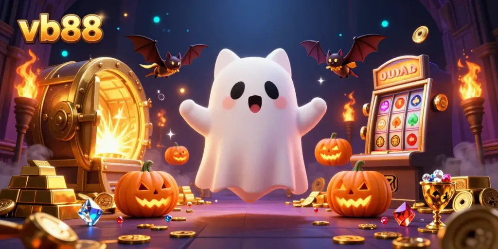 Experience big wins at vb88 while the friendly ghost cat explores a haunted casino!