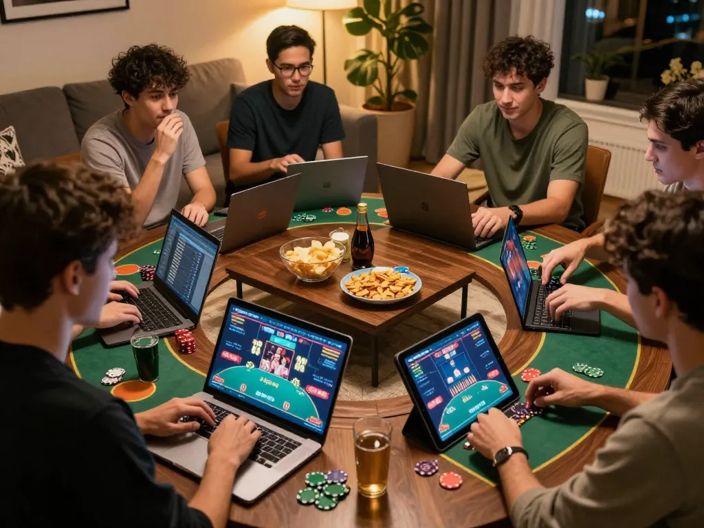 The excitement of online poker gameplay featuring TG88 on multiple devices, showcasing strategy and social interaction.