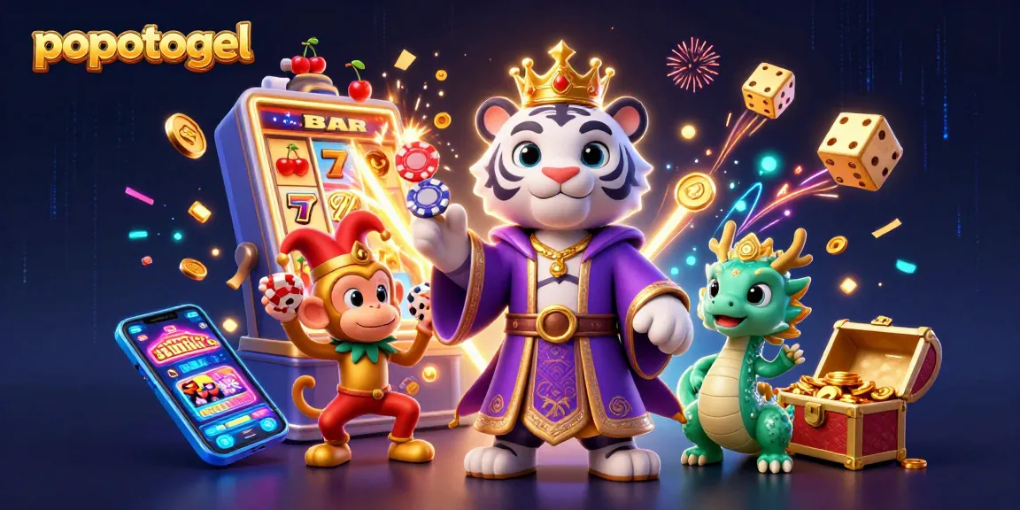 Experience slots with popotogel where joyful characters play amidst a vibrant casino atmosphere