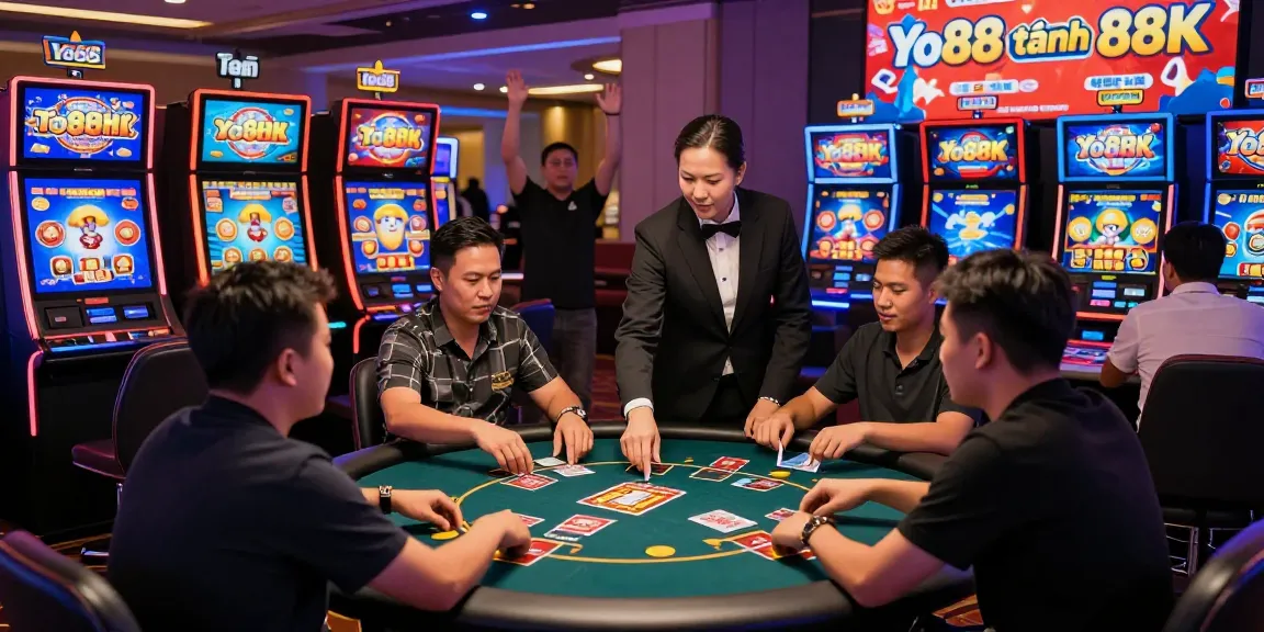 Engaged players enjoying various games at Yo88 casino, showcasing vibrant atmosphere and dynamic interactions.