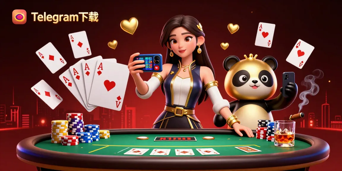 在充满活力的赌场场景中,体验Telegram下载与优雅女性和金色熊猫。