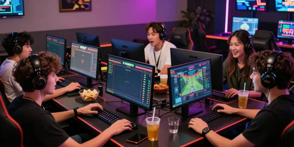 Exciting FABET gaming scene with players engaging in online betting.
