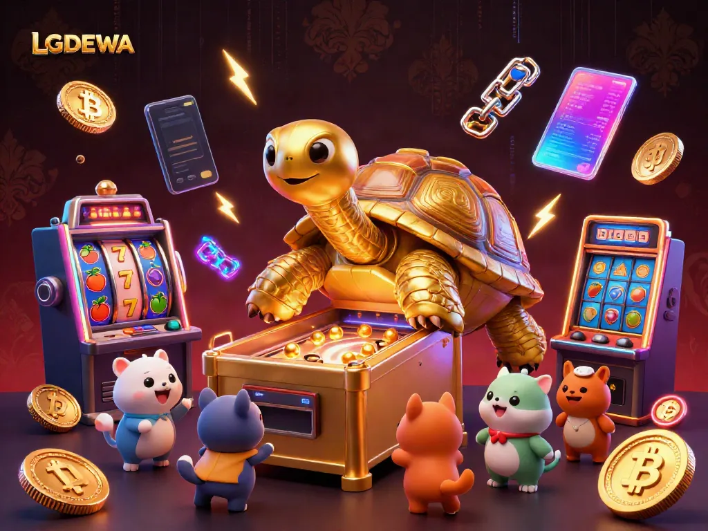 Experience thrilling gaming with LGODEWA's immersive slot scene featuring a golden tortoise pinball machine.