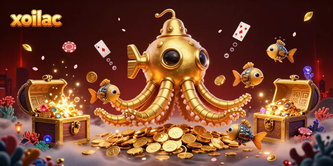 Xoilac offers a thrilling casino experience with rich golden visuals and dynamic poker action.
