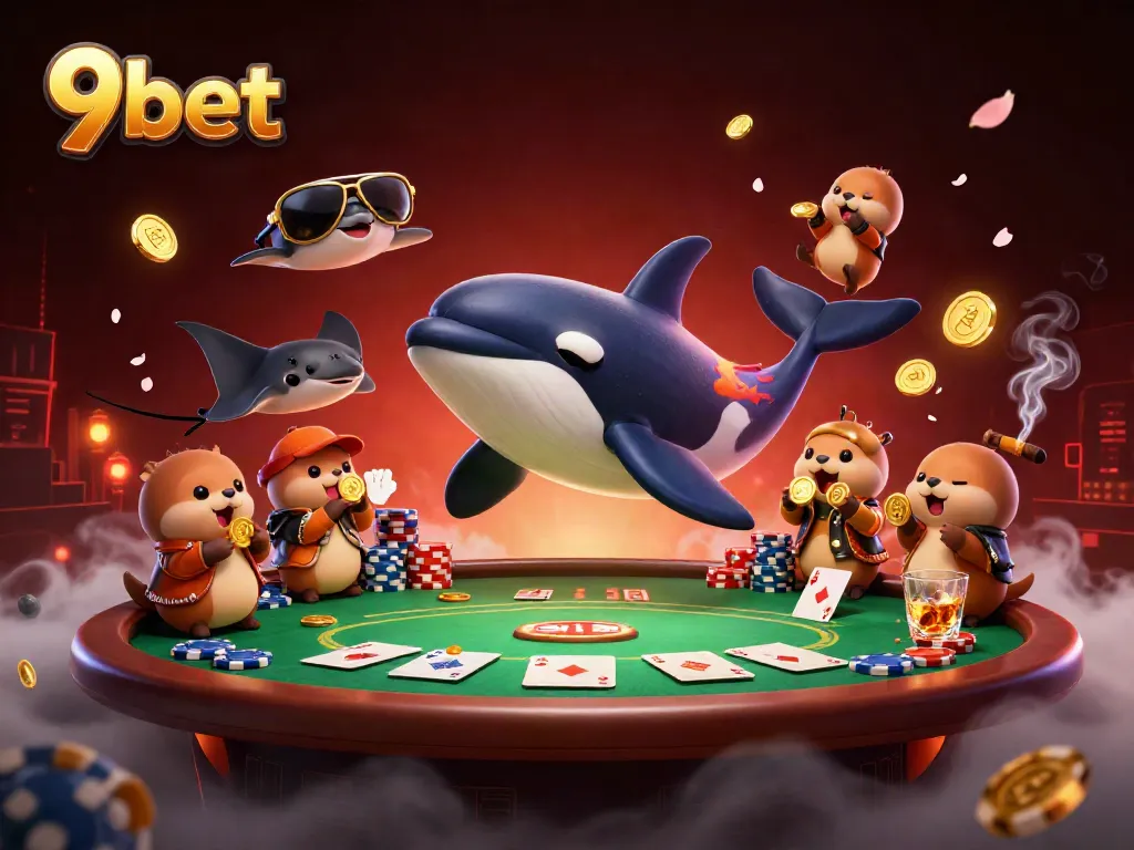 Engage with thrilling casino adventures at 9bet illustrated through vibrant characters and elements.